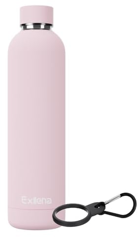 Exllena Trinkflasche Edelstahl 1L - Hochwertige Thermosflasche Mit Silikongriff für Sport, Büro und Reisen - 24 Stunden Kühlfunktion - 12 Stunden Warmhaltefunktion - Auslaufsicher (Rosa)