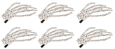 Totenkopf-Haarnadel, Schädel-Haarnadel FüR Frauen und MäDchen, 6 StüCk, Innovative Skeletthand-Haarspange FüR Halloween-Party, Weihnachtsfeier (Silber)