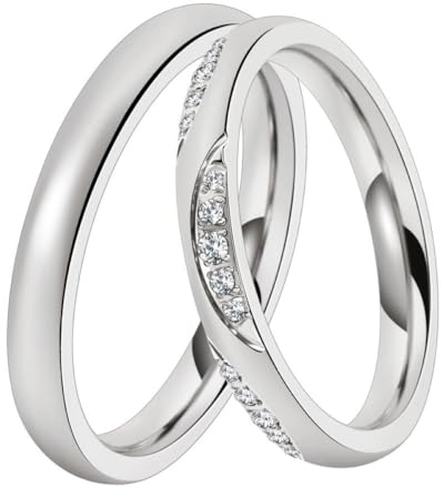 DOOSTI Trauring/Ehering/Partnerring - Chirurgischer Edelstahl 316L - hochwertiger Edelstahlring - Damen und Herren Variante - Mit Gratis Wunschgravur (Ring ohne Zirkonia, 62)