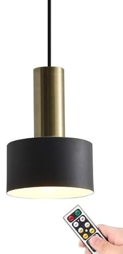 Mini Pendant Light Battery Operated with Remote,1 Light Modern Ceiling Small Hanging Lamp indoor Cordless Chandelier Metal Pendant Lighting Fixture Decor for Kitchen Island Bedroom Dining Room Bar ( C