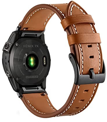 SumRioo QuickFit 26mm Armband für Garmin Fenix 7X Pro Solar/Fenix 7X/Fenix 6X GPS/Fenix 6X Pro, Dauerhaft Leder Ersatz Ersatzarmband Armband für Garmin Fenix 5X GPS/Fenix 5X Plus/D2 Delta PX - Braun