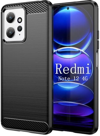 betterfon Carbon Handyhülle kompatibel mit Xiaomi Redmi Note 12 4G | Smartphone Handy Hülle Case TPU Silikon | Schwarz