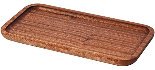 Wooden Vanity Tray, Bathroom Tray Countertop Organizer Tray for Candle Perfume Soap Dispenser Jewelry Keys, Ebony Wood