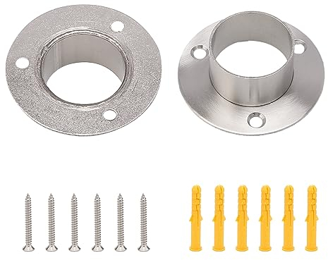 Unxuey 2 Stück Kleiderstange Halterung, Edelstahl Schrank Stange Flansch Halter, unterstützt Flansch Stange Halter für Durchmesser 1,5 Zoll (38mm) Stahlrohr