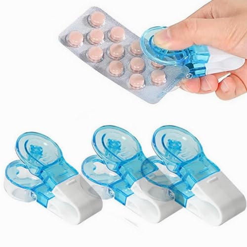 Camiraft 3PCS Pilulier portable,Distributeur de pilules portable,Boîte de rangement,Distributeur de médicament Sans contact,Outil de retrait de médicament facile à emporter,Décapsuleur portable léger