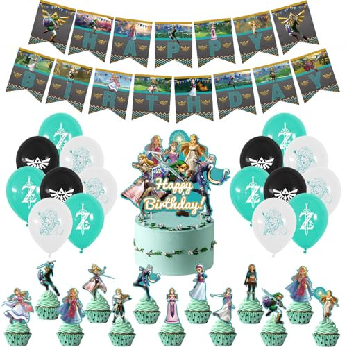 Geburtstagsdeko the Legend of Zelda Luftballons Deko Geburtstag Legend of Zelda Kuchen Topper Geburtstag Zelda Girlande Geburtstag Legend of Zelda Kindergeburtstag Deko Zelda Luftballons Geburtstag