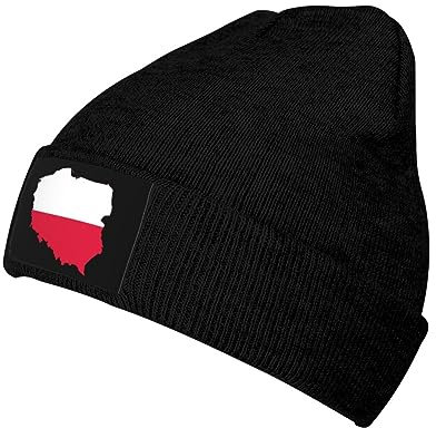 Bandera Mapa de Polonia Gorro de Punto Gorra Hombre Mujer Deportes Cálido Moda Clásico Reloj Gorras Negro