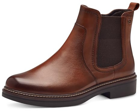 Tamaris COMFORT Damen Chelsea Boots aus Leder Herbst, Braun (Cognac), 37 EU