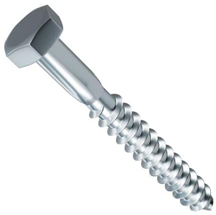 Sechskant-Holzschrauben 6x60mm - 200 Stück Stahl Verzinkt - DIN 571, Schwerlast Schlüsselschrauben für Holzbau, Pfosten, Balken & Carports, langlebig mit Rostschutz