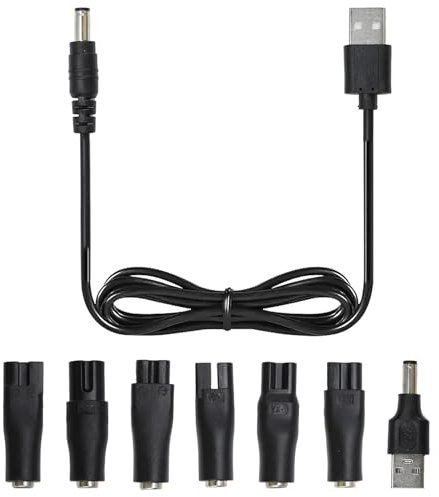 7 Pcs Electric Charger Shaver Power Adapter Cord Replacement,Black Electric Shaver Chargers & Power Supplies,USB Shaver Charger Cable Kit, Men Shaver Charger Cable Kit Bathroom and Toilet