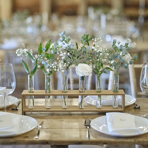 Ginger Ray Wooden Stem Holder with 6 Glass Tubes Wedding Table Decoration