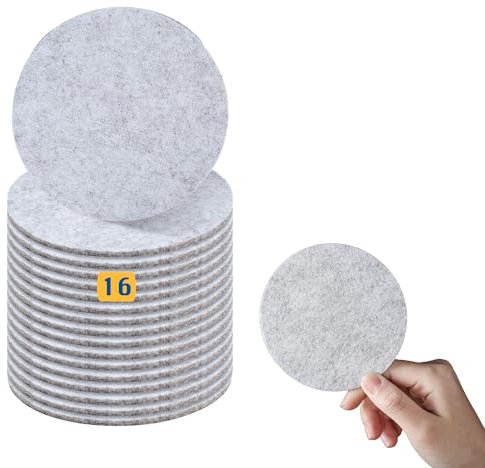 Dessous de Verre Ronds en Feutre, Gris Sous Verre Lavable pour Boissons, Tasses, Bar, Verre (Gris Clair 16pcs)