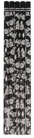 Musikboutique, schwarze Bleistifte mit Schmuckstein und verschiedenen Instrumente, 5er-Packung (Horn)