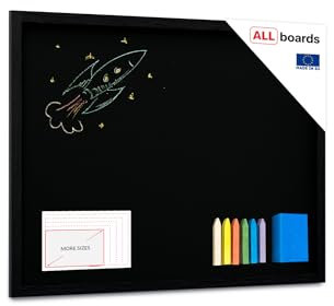 ALLboards Kreidetafel mit schwarzem lackiertem Holzrahmen 120x90cm, Schwarz, Schreibtafel, Kreide + Zubehör-Set, Kreidetafel zum aufhängen, Kreidetafel wand, Tafel schwarz, Tafel gastronomie
