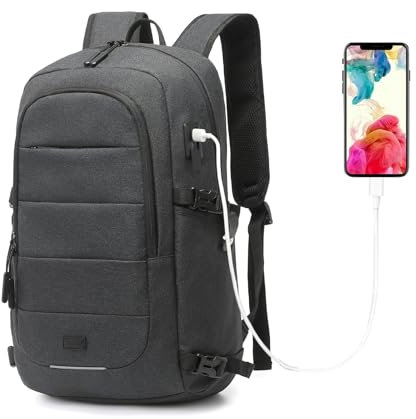 Kono Travel Laptop Backpack Anti-Theft 15.6 Inch Business Laptop Rucksack Bag with USB Charging Port, Water Resistant Lightweight Casual Daypack Computer Bag for Men Women