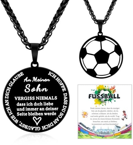 VU100 Geschenke für Sohn Halskette Fussball Halskette für Junge Geschenke für Sohn von Mama Papa Inspirational Geburtstag für Junge