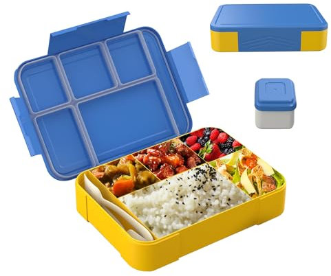 Dxmcgttbd 1330 ml Lunch Box,Fiambrera Prueba de Fugas,Bento Box Fiambrera Infantil y Adultos,con 6 Compartimentos,Loncheras de Trabajo,para Escuela, Trabajo, Picnic