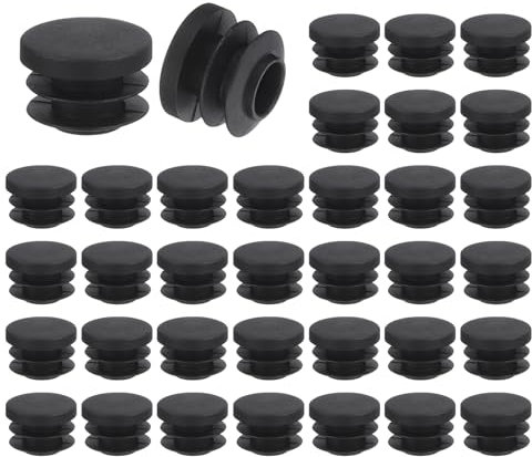 sourcing map 36 Pcs Round Plastic Plug, Black Tubing End Cap Plugs, 19mm(0.75 Inch) Furniture Leg Pipe Insert, Glide Protection for Chair, Sofa, Table, Shelf