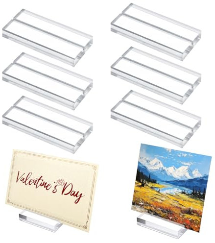 Postkartenhalter Kartenständer,6 Stück Transparent Acryl Tischkartenhalter,10×3×1.2 Kartenhalter Tisch Fotohalter,Tischkartenhalter Acryl für Hochzeiten,Bankette und Partys,Fotoständer,Postkarten