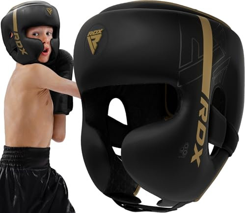 RDX Enfants Casque Boxe pour MMA Sparring, D'entraînement, Maya Hide Cuir Kara Head Protection pour Art Martiaux, Muay Thai, Krav Maga, Kickboxing, Karaté et Combat Libre Training, Accueil Gym