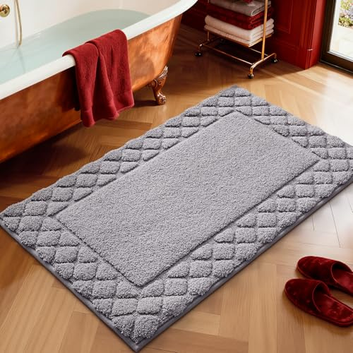 LUMI Badezimmerteppich, 61 x 91,4 cm, extra weich und saugfähig, Mikrofaser-Badteppich, rutschfester Plüsch-Badteppich, maschinenwaschbar, trocknergeeignet, Badematte für Badezimmerboden, Waschbecken,