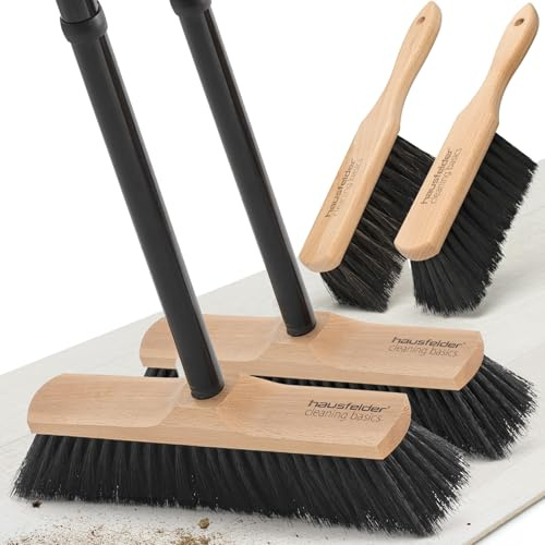 Hausfelder 4er Set Zimmerbesen, Natur