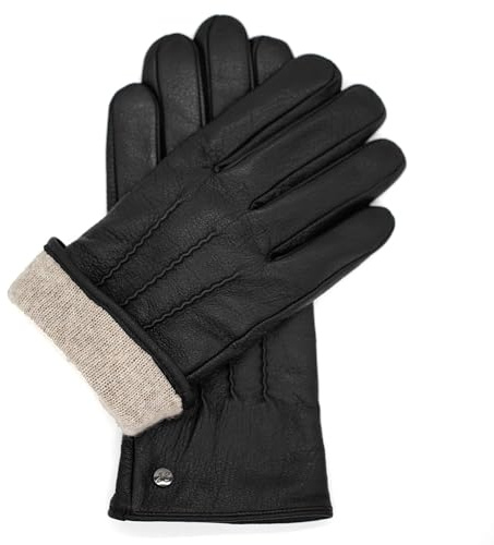 Hand Gewand by Weikert CHARLIE – Nappa-Herrenlederhandschuhe aus Ziegenleder mit feiner Kaschmir-Wolle Fütterung und Touchfunktion; Herren Lederhandschuhe; Winter, gefüttert, leather gloves black