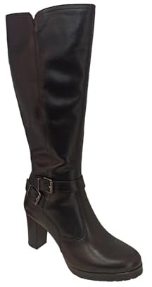 Cinzia Soft IS434582 Stivali Alti in Pelle Nera da Donna, Tacco 8 cm, Suola Antiscivolo, Cerniera Laterale,Soffice Sottopiede (Nero, Sistema Taglie Calzature EU, Adulto, Donna, Numero, Media, 38)