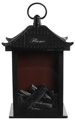 Chimenea Falsa con Farol de 6,3 x 11 Inch Chimenea LED sin Llama Funciona con Pilas y USB Chimenea de Escritorio simulación de Mini Chimenea con Mango Estilo 1