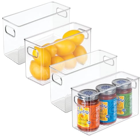 InterDesign iDesign Vorratsbehälter mit Griffen – Organizer für Schränke oder Kühlschrank – 4 Stück – transparent