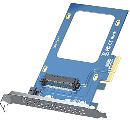 U.2 zu PCIe Adapter, 2.5 Zoll U.2 NVMe oder SATA SSD zu PCIe 3.0 X4, unterstützt SAS/SATA zu HBA/RAID Controller