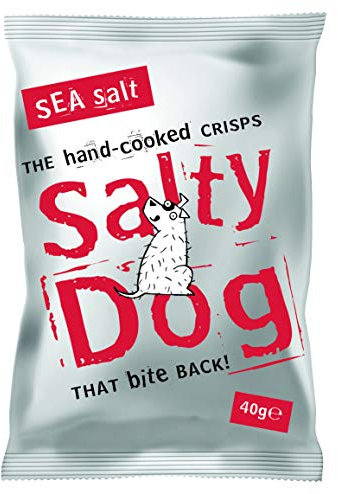 Sea Salt Salty Dog Hand Cooked Crisps | 24 x 40g Gluten-Free & Vegetarian Snack Packs | 960g Box | Perfect for Parties & On-the-Go, Picnics and BBQs