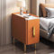 Moderner schmaler Nachtschrank mit Doppelschublade, Beistelltisch für Schlafzimmer und Wohnzimmer, minimalistisches Design mit PU-Leder-Finish und Metallfüßen