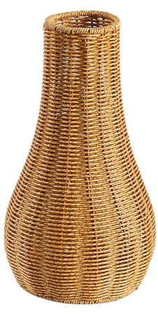 Blumenvase, Vasen Home Decor - Farmhouse Artificial Rattan Vase für Pampas -Grasstrauß - 25,5 cm/10 Zoll künstlerischer Boho -Style -Stil gewebter Pflanzenhalter für Home Tisch Herzstück