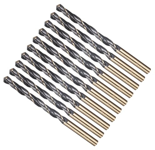 METALLIXITY Drill Bit (5.5mm) 4341 High-Speed Steel Black & Gold 10pcs | Straight Shank 118° Black and Gold Finish for Copper Aluminum Wood Plastic Medium Hard Metal