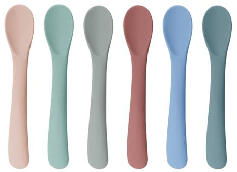 6 Pezzi Cucchiaino Silicone Neonato, Cucchiaio in Silicone Morbido Senza BPA, Cucchiaino Svezzamento Silicone, Perfetti per l'Autoalimentazione e Svezzamento Neonati