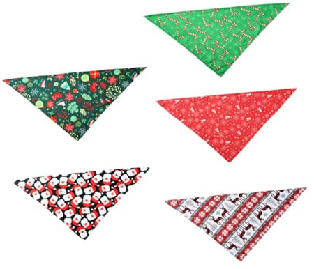 VANZACK 5stücke Teiliges Weihnachts-hundeschal Atmungsaktive Hundesalivatücher Mit Festlichen Mustern Für Hunde Und Katzen Weihnachtszeit