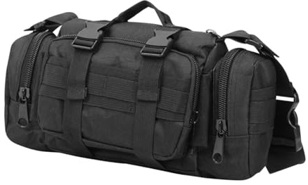 Ciieeo Tragbare Multifunktions Umhängetasche 15L in Schwarz Camping Gürteltasche mit Separaten Fächern Wanderzubehör für Outdoor Aktivitäten