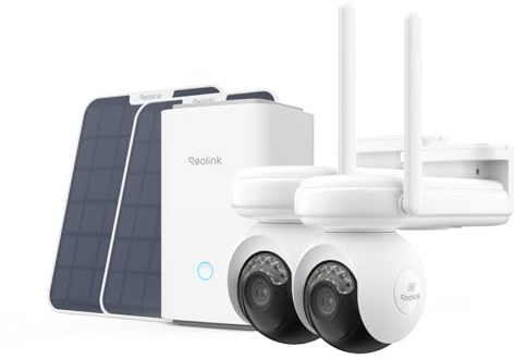Reolink Altas PT Ultra, Erste 4K Solar Überwachungskamera Aussen Akku mit Daueraufzeichnung, Auto-Tracking, 10s Voraufzeichnung, ColorX-Nachtsicht, 2-Kamera-Set mit Solarpanel