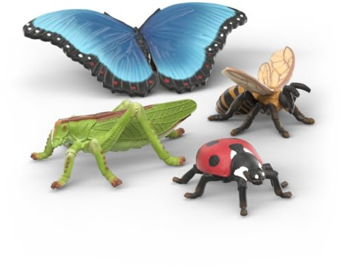 Schleich WILD Life | Insekten Entdecker Set 42741 | ab 3 Jahren | 4 Teile | detailgetreue Tierfiguren heimischer Insekten mit Biene, Marienkäfer, Schmetterling & Grashüpfer | zum Sammeln & Spielen