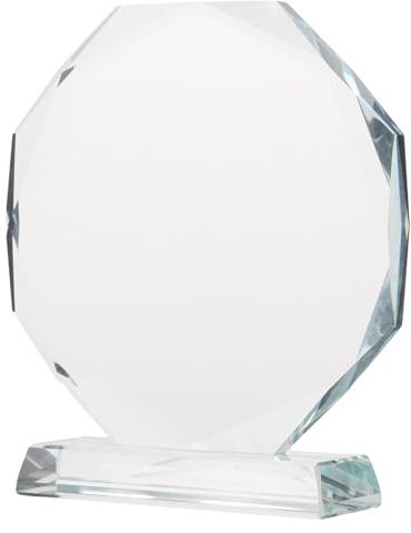 GOOHOCHY Kristalltrophäe aus Klarem Kristallglas 12,2 X 10,3 X 3,3cm Achtseitige Glastrophäe als Anerkennungspreis für Mitarbeiter Firmenjubiläen und Wettbewerbe