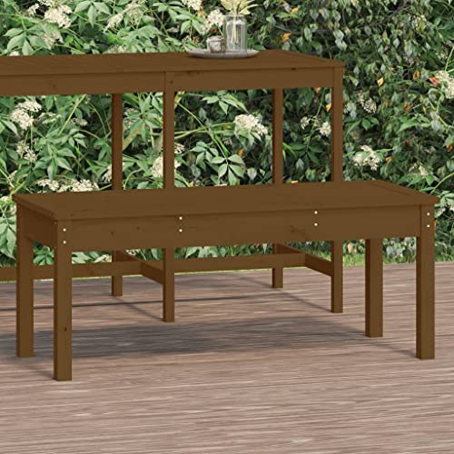 Hoopleep Gartenbank Honigbraun 109x44x45 cm Massivholz Kiefer für den Außenbereich, robuste Terrasse Sitzbank, Klassische Gartenmöbel aus Holz
