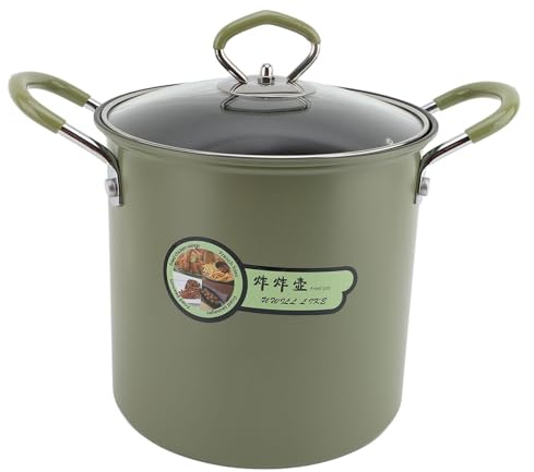 Kikumi Friteuse, Poêle Antiadhésive en Acier au Carbone 3 L avec Panier Filtrant et Couvercle en Verre trempé, pour Cuisine, Camping, Cuisine Intérieure et Extérieure