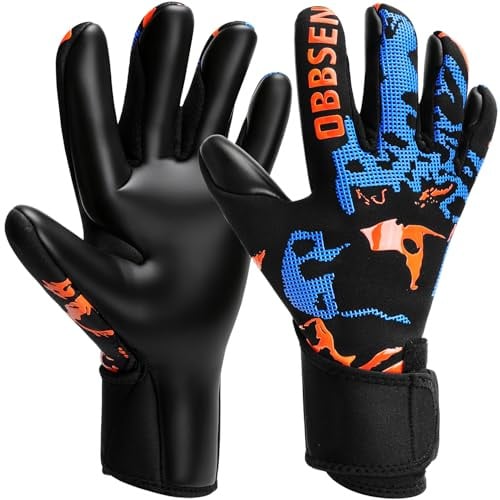 Obbsen Torwarthandschuhe Herren, Fußball Jungen Trainingshandschuhe, Stärken Grip Latex-Handflächenschutz und rutschfeste