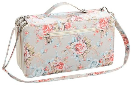 Étui en cuir à 120 emplacements avec bandoulière - Grande capacité - Porte-marqueurs multicouches - Sac de transport pour pinceaux de peinture, aquarelle
