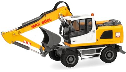 Herpa LKW Modell Liebherr Mobilbagger A920 Max Bögl, Miniatur im Maßstab 1:87, Sammlerstück, Made in Germany, Kunststoff
