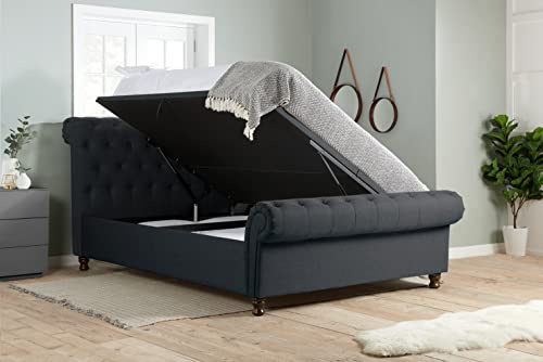 Birlea Furniture Castello Side Ottoman Storage Bed, Fabric - Super King, Charcoal