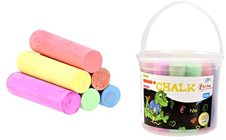 Toi-Toys, 61038A Straßenkreide im Eimer, Kreide für Kinder, farblich sortiert