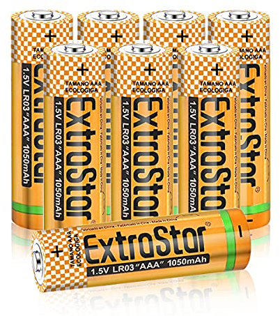 Extrastar Lot de 8 piles alcalines AAA LR03 pour lampes de poche, montres, télécommandes, jouets - 8 unités de 1,5 V
