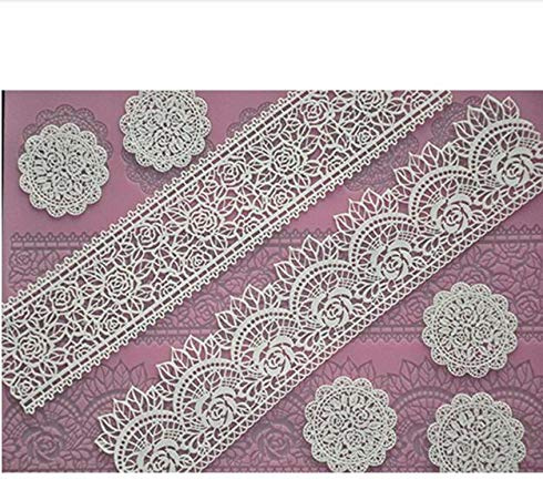 39 x 20 cm rosa fiore impressione Lace silicone Mold, cake Lace Mat Mold, wedding fondant cake Decorating Tools fondant cake Mold, cupcake in silicone pizzo stampo, zucchero, cioccolato stam